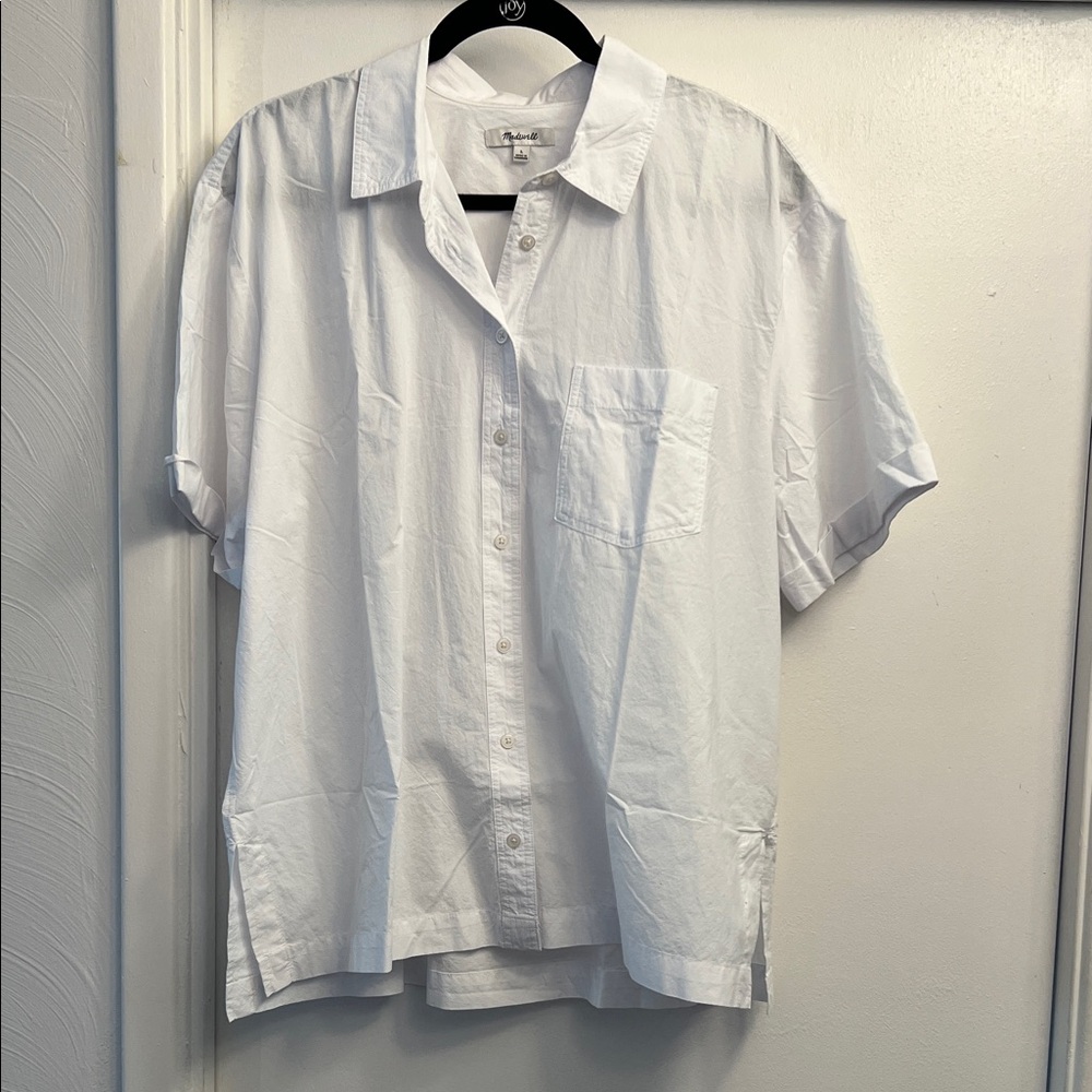 Madewell Signature Poplin Short Sleeve Button Down White Size Large